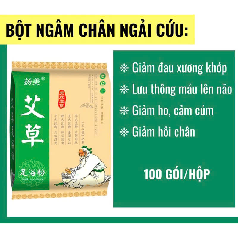 Bịch 100 Gói Thảo Dược Ngâm Chân Ngải Cứu, Gừng Món quà lý tưởng cho ba mẹ, ông bà, người thân Thư Giãn Đôi Chân Ngủ Ngon Tăng Cường Sức Đề Kháng Tốt Cho Sức Khỏe