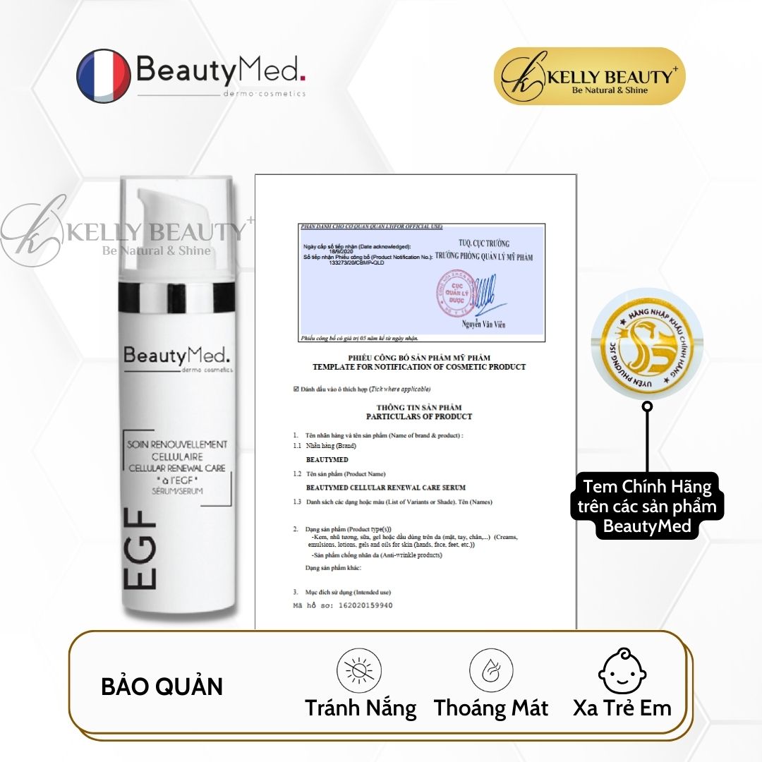 Serum EGF BeautyMed - Tế Bào Gốc Tăng Trưởng Biểu Bì; Mờ Sẹo Rỗ, Giảm Nếp Nhăn; Da Căng Mịn | Kelly Beauty
