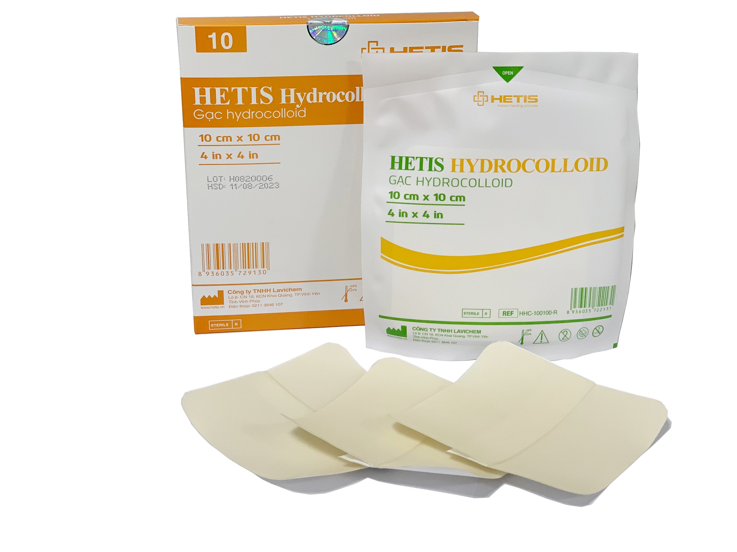 Hộp 10 miếng Gạc Hydrocolloid HETIS size 5x5cm liền thương nhanh không để lại sẹo - Gạc thẩm mỹ chống sẹo, miếng dán liền mụn