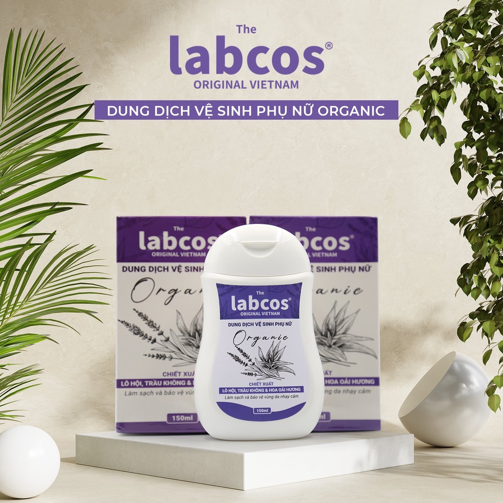 Dung Dịch Vệ Sinh Phụ Nữ ORGANIC LABCOS Chiết Xuất Lô Hội Trầu Không Hoa Oải Hương Làm Dịu Dưỡng Da Mềm Mại Chai 150ml