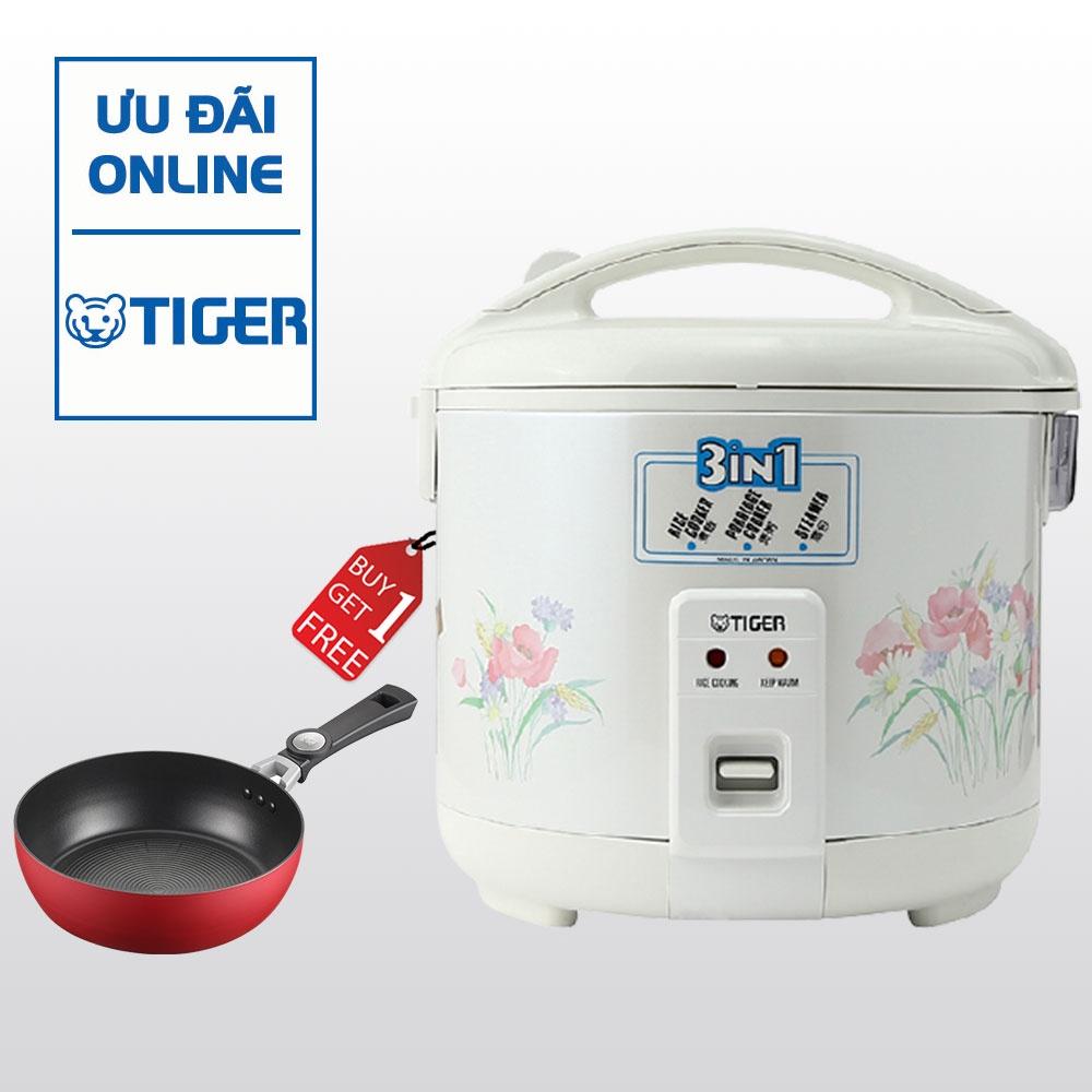 MUA 1 TẶNG 1 Nồi cơm điện đa năng Tiger 3 trong 1 JNP-1803 Màu Trắng NHẬN 1 CHẢO POONGNYUN SERFP-28B - Hàng chính hãng