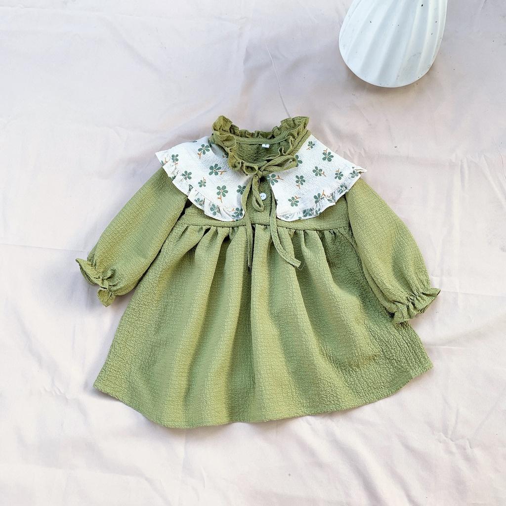 Váy Thiết Kế Dài Tay Cổ Rời Cho Bé 2 Màu Duyên Dáng OP Kids