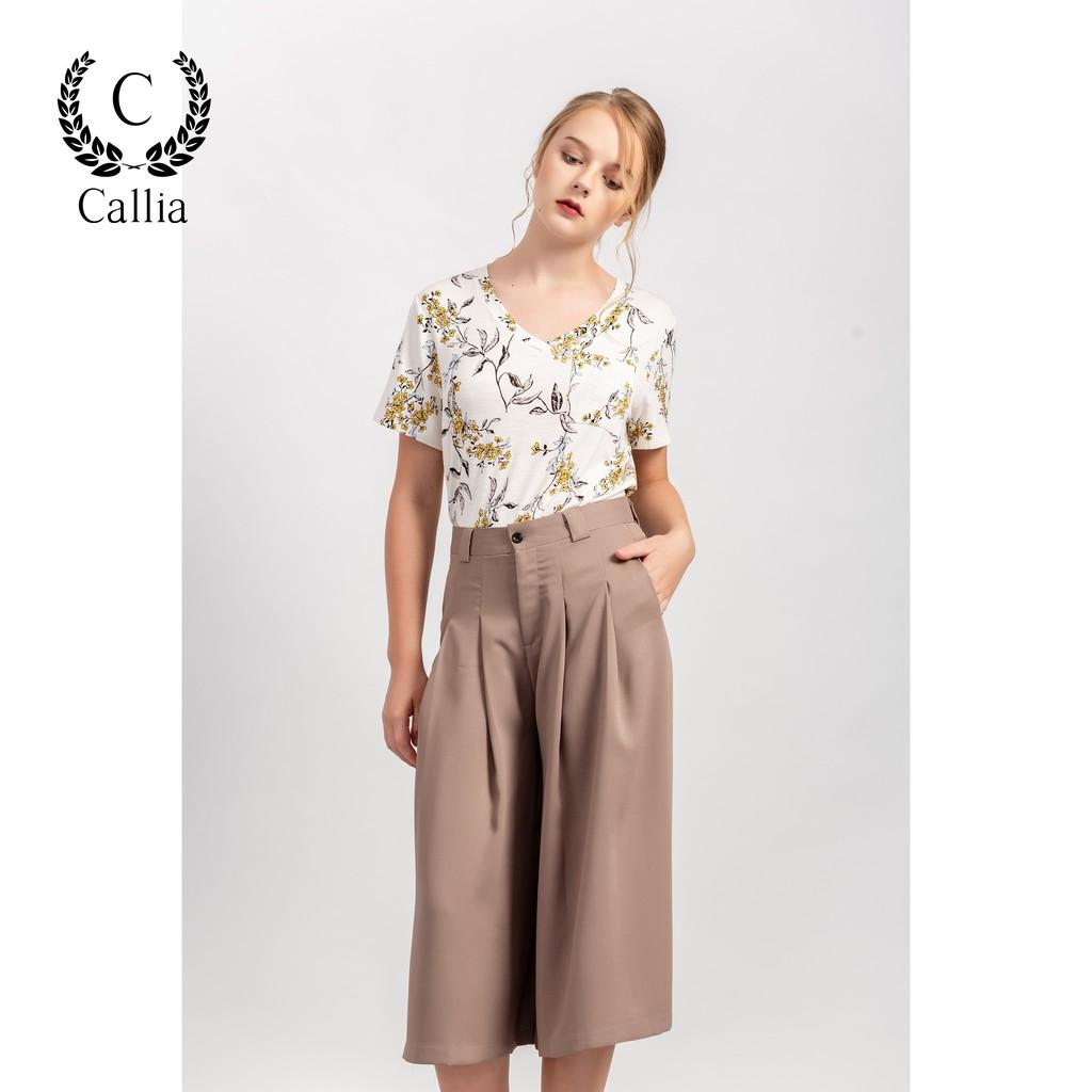Quần ống rộng cullotes nữ Callia Tutu xếp li