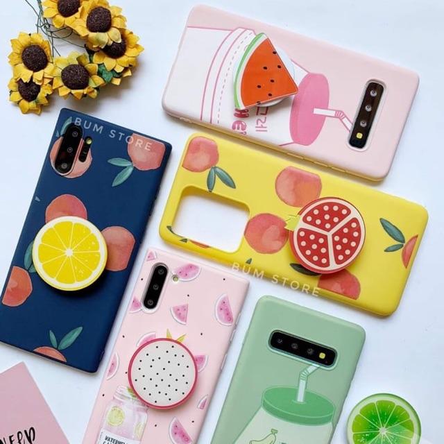 Ốp lưng dẻo kèm Popsocket Trái cây Cho Samsung Galaxy S20 Ultra / S20 Plus / S10 / S10 Plus / Note plus / Note 10