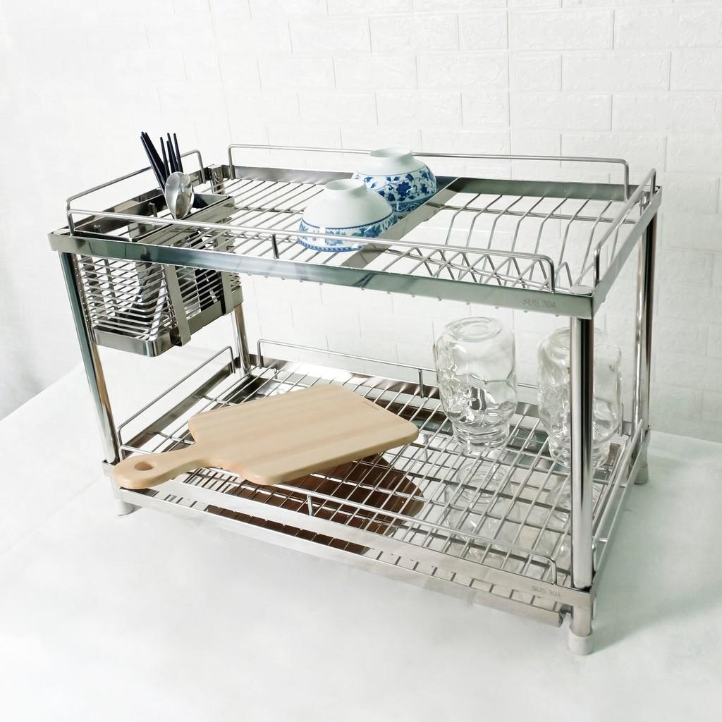 Kệ úp chén bát inox 304 kèm khay hứng thông minh, tiện dụng