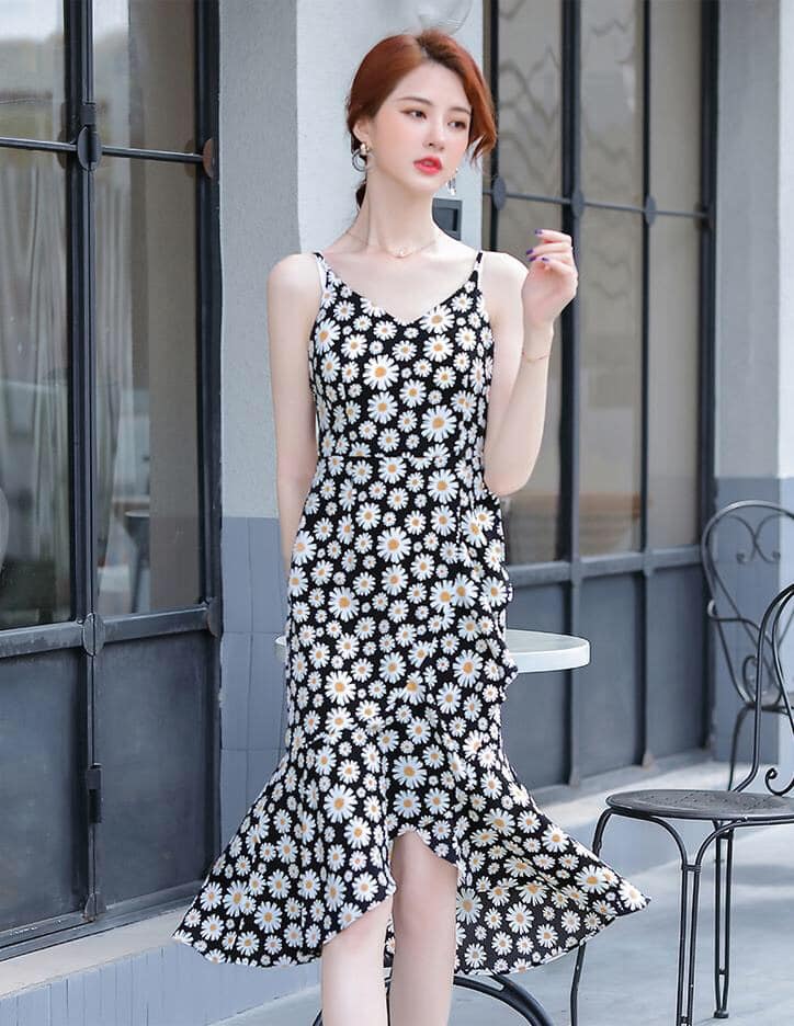 ĐẦM HOA CÚC ĐUÔI CÁ HAI DÂY