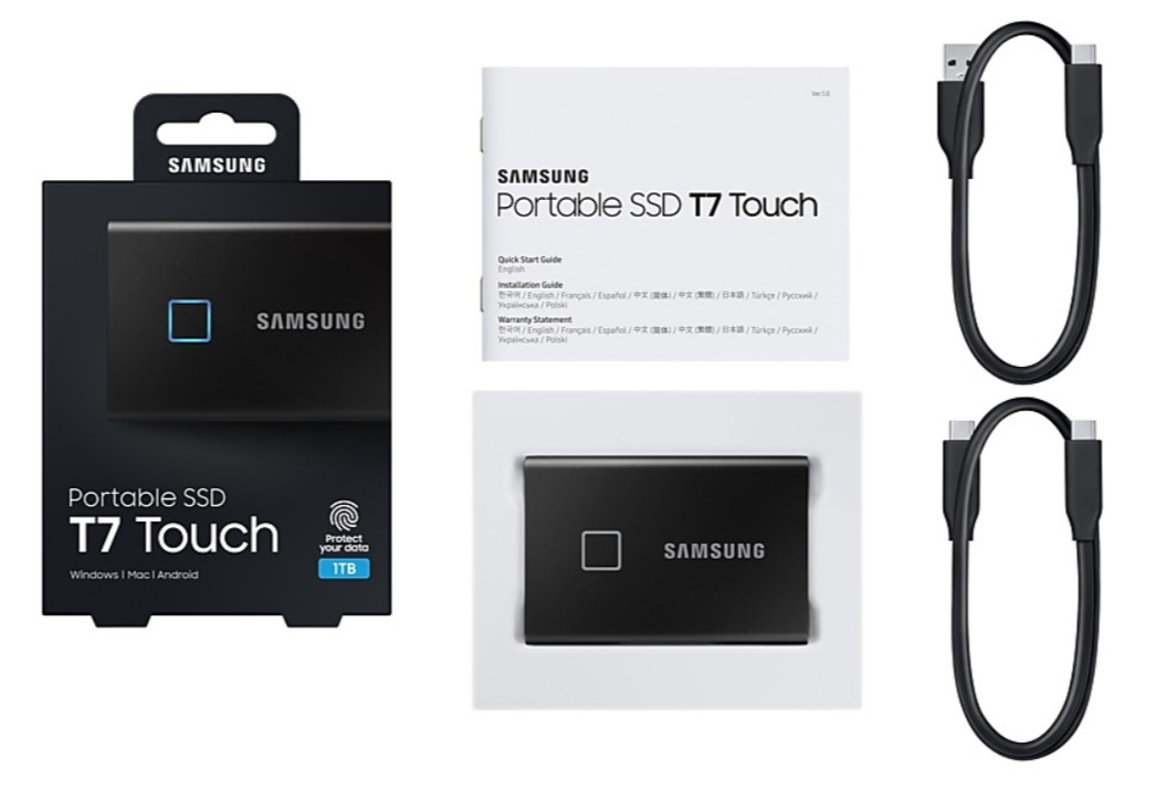 Ổ Cứng Di Động Samsung Portable SSD T7 Touch 1TB MU-PC1T0 - Hàng Chính Hãng