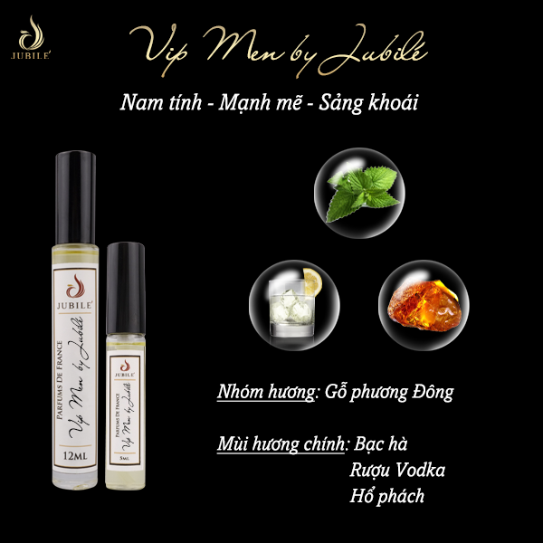 Vip Men by Jubilé - Tinh dầu nước hoa Pháp nữ Dạng lăn 12ml Thơm Lâu, Sang Trọng, Quyến Rũ