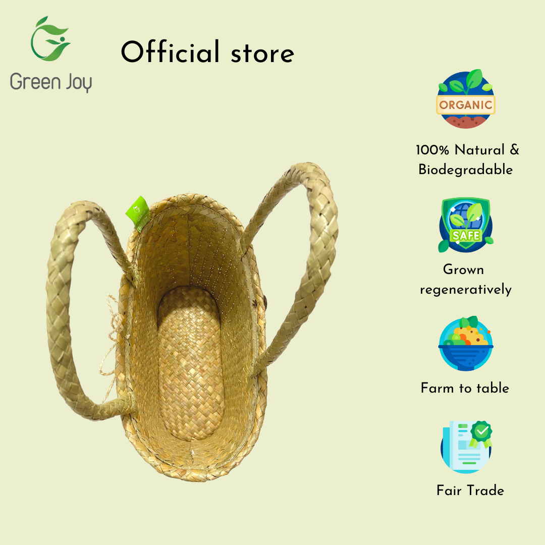 Giỏ cỏ bàng picnic có nơ Green Joy