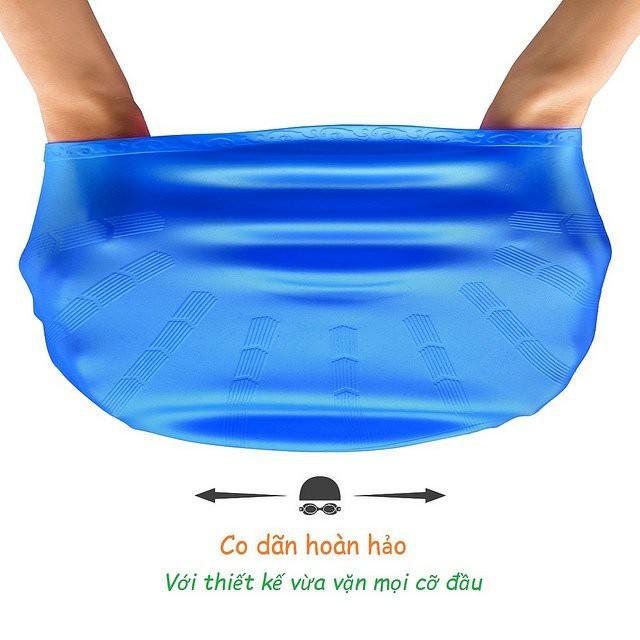 Nón bơi người lớn trùm tai chính hãng POPO CA33 mũ bơi silicone ngăn nước cho nam, nữ