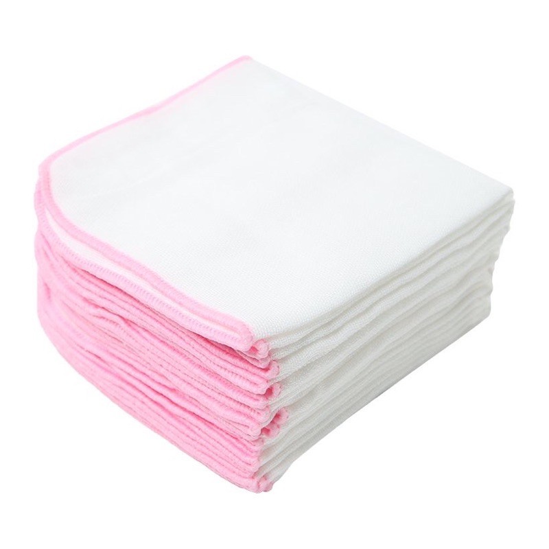 Hình ảnh Bịch 10 Khăn sữa Cotton viền màu 4 lớp an toàn cho trẻ sơ sinh - Aiko (Hàng Việt Nam xuất Nhật) (Khăn kích thước 27cm x 25cm)