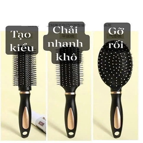 Set 3 Lược Chống Rối Tóc Cao Cấp  (gỡ rối + chải khô nhanh + bảo vệ tóc) - Hàng chính hãng