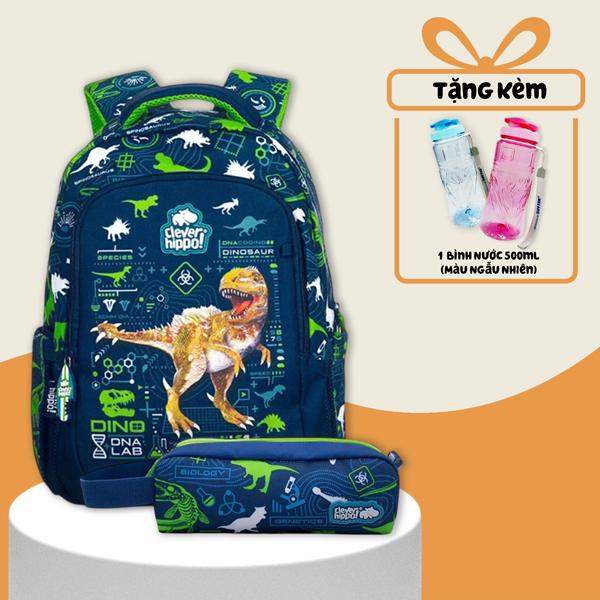 Combo Ba Lô Easy Go + Bóp Viết Khủng Long Siêu Đẳng Clever Hippo - Trung Học (Tặng Kèm Bình Nước 500ml)