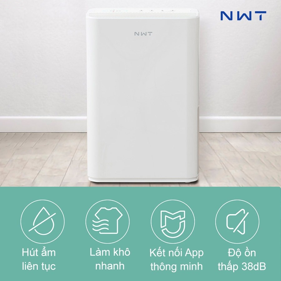 Máy hút ẩm không khí thông minh Xiaomi NEW WIDETECH 12L kiêm sấy quần áo nồm ẩm giảm mùi hôi, điều khiển qua app Mihome - Hàng chính hãng