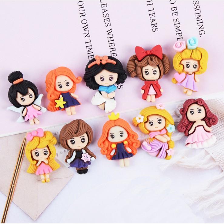 HN * Charm các nàng công chúa nổi tiếng trang trí vỏ ốp điện thoại, kẹp tóc, DIY