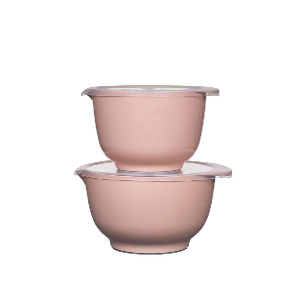 Bộ âu trộn Rosti, màu hồng Bắc Âu. 2 âu + 2 nắp. Nhãn Rosti Đan Mạch