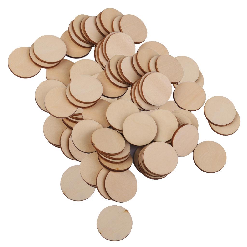 100 Natural Wooden Circle Round Embellishments DIY Crafts Scrapbooking 30mm