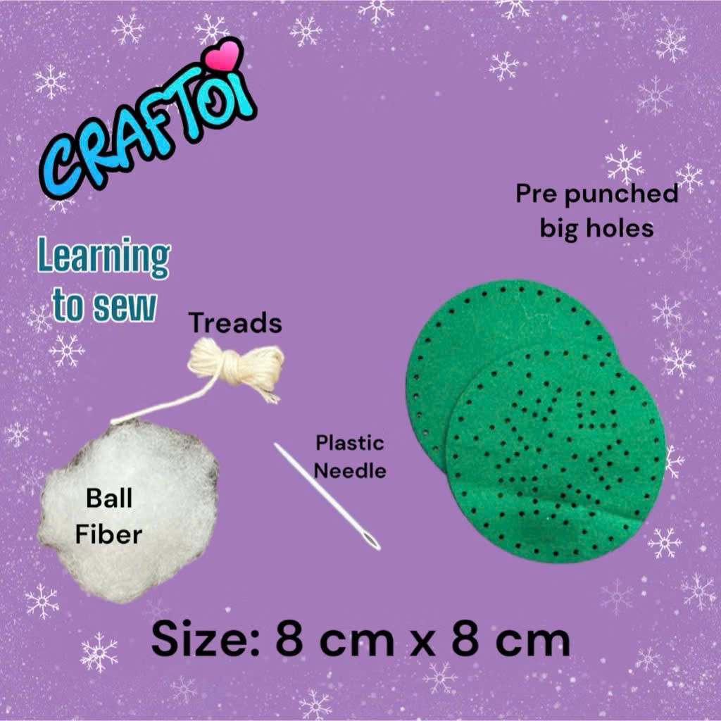 KIM NHỰA Bộ Thủ Công Trẻ Tự Làm Bông 5+ Christmas ornament Noel Craftoi Felt Sewing toy prepunched holes plastic needle