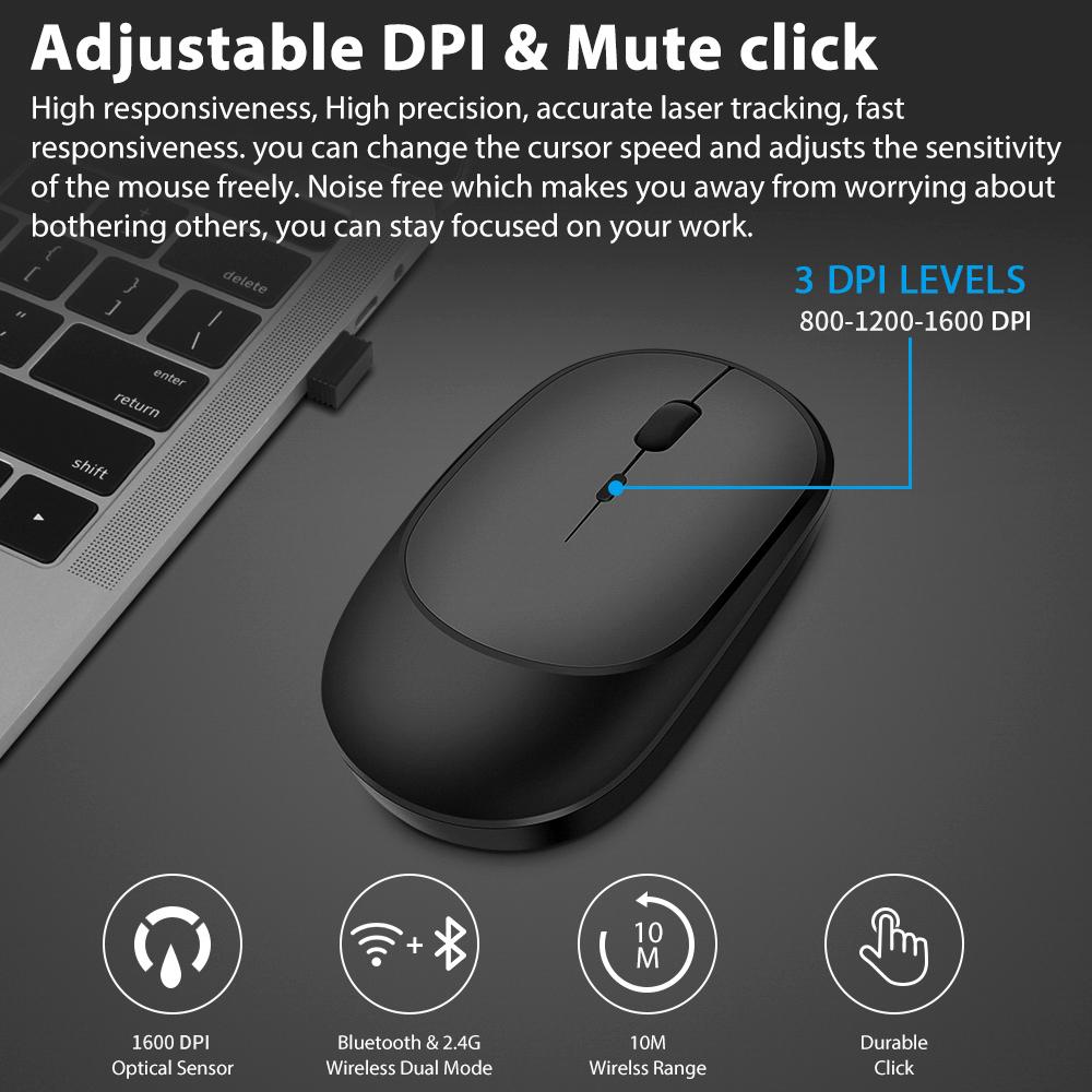 Chuột Bluetooth Không Dây Game Thủ Sạc Kép Chế Độ 4.0 + USB Dành Cho MacBook PC iPad Máy Tính Laptop Phụ Kiện
