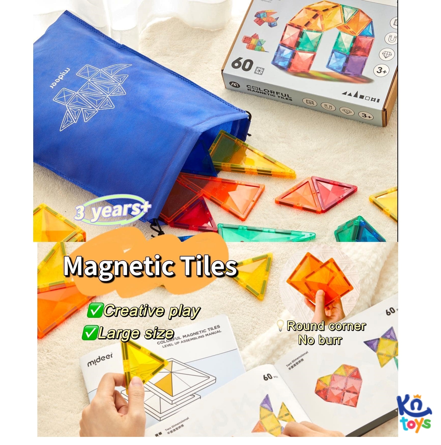 Đồ Chơi Xếp Hình Nam Châm Cầu Vồng Đa Sắc Mideer Colorful Magnetic Tiles