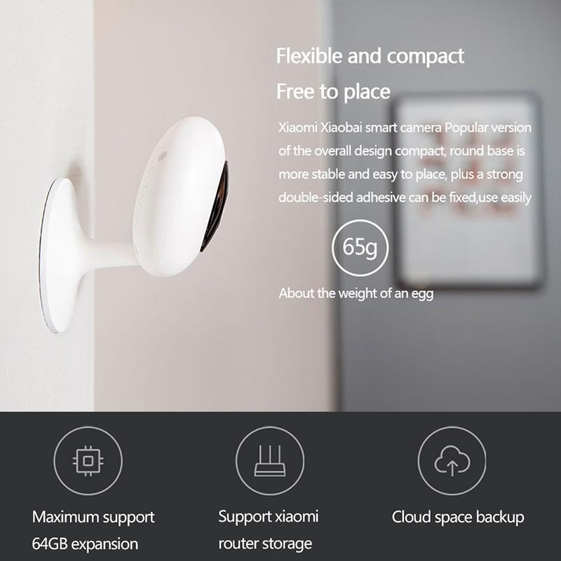 Youpin Smart Webcam Phiên bản phổ biến 110° 1080P HD Tầm nhìn ban đêm Webcam Wifi IP Home Cam để hoạt động với Mijia APP Màu sắc: trắng Phích cắm EU