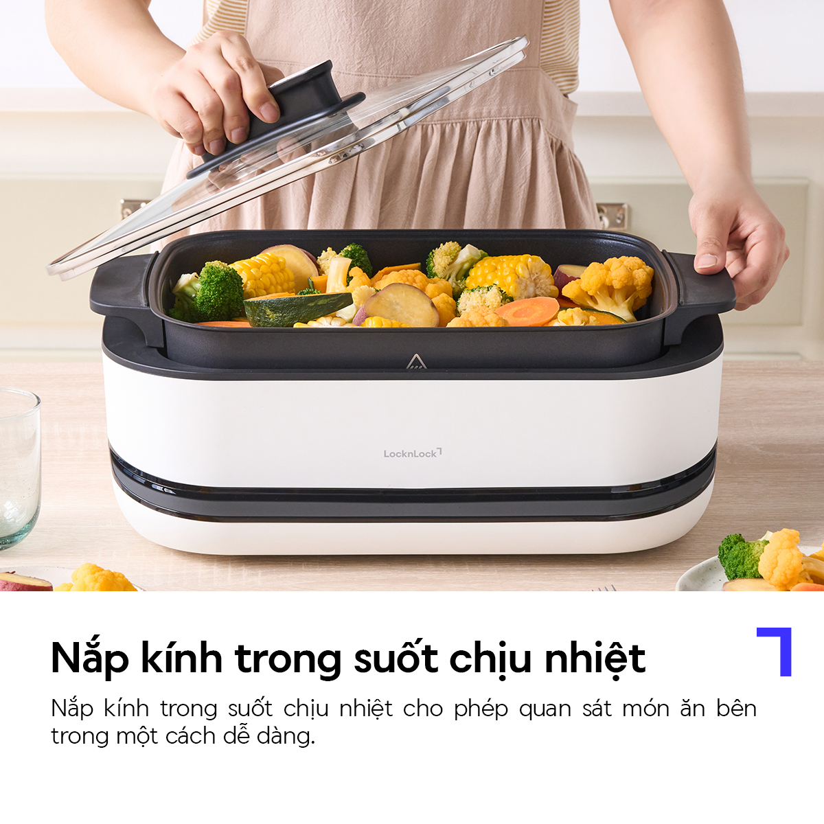 Nồi Điện Đa Năng LocknLock EJP261WHT Dung Tích 6L, Hàng Chính Hãng, Tùy Chỉnh Công Suất Và Hẹn Giờ - JoyMall