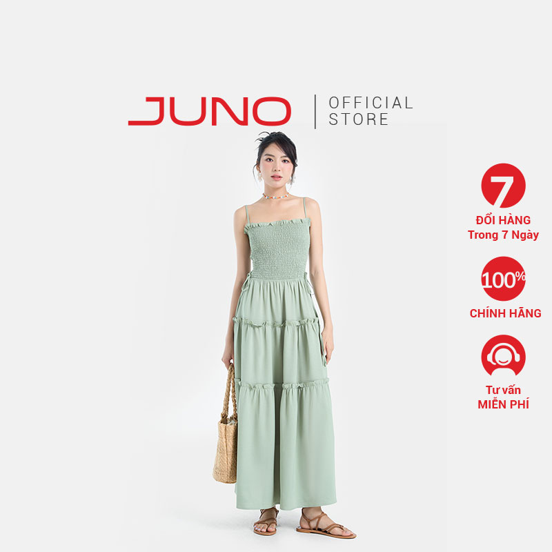 Đầm Dài Nữ Thời Trang JUNO dáng maxi hai dây smocking JNDDA001