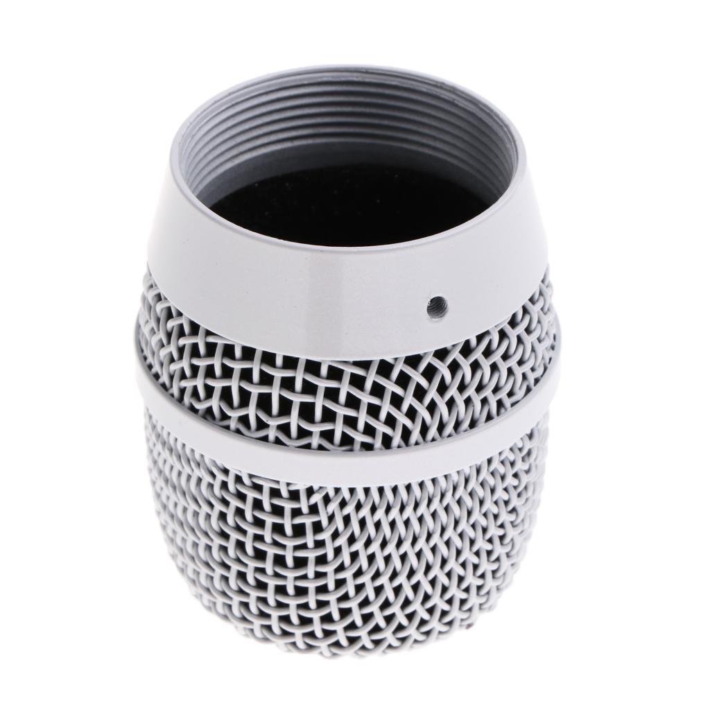 1x Steel Handheld Mesh Microphone Grill Head Silver with Inner Foam Filter