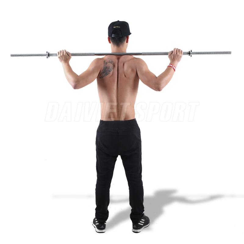 Combo 30kg tạ gang đúc + đòn đẩy mạ niken 1.5m