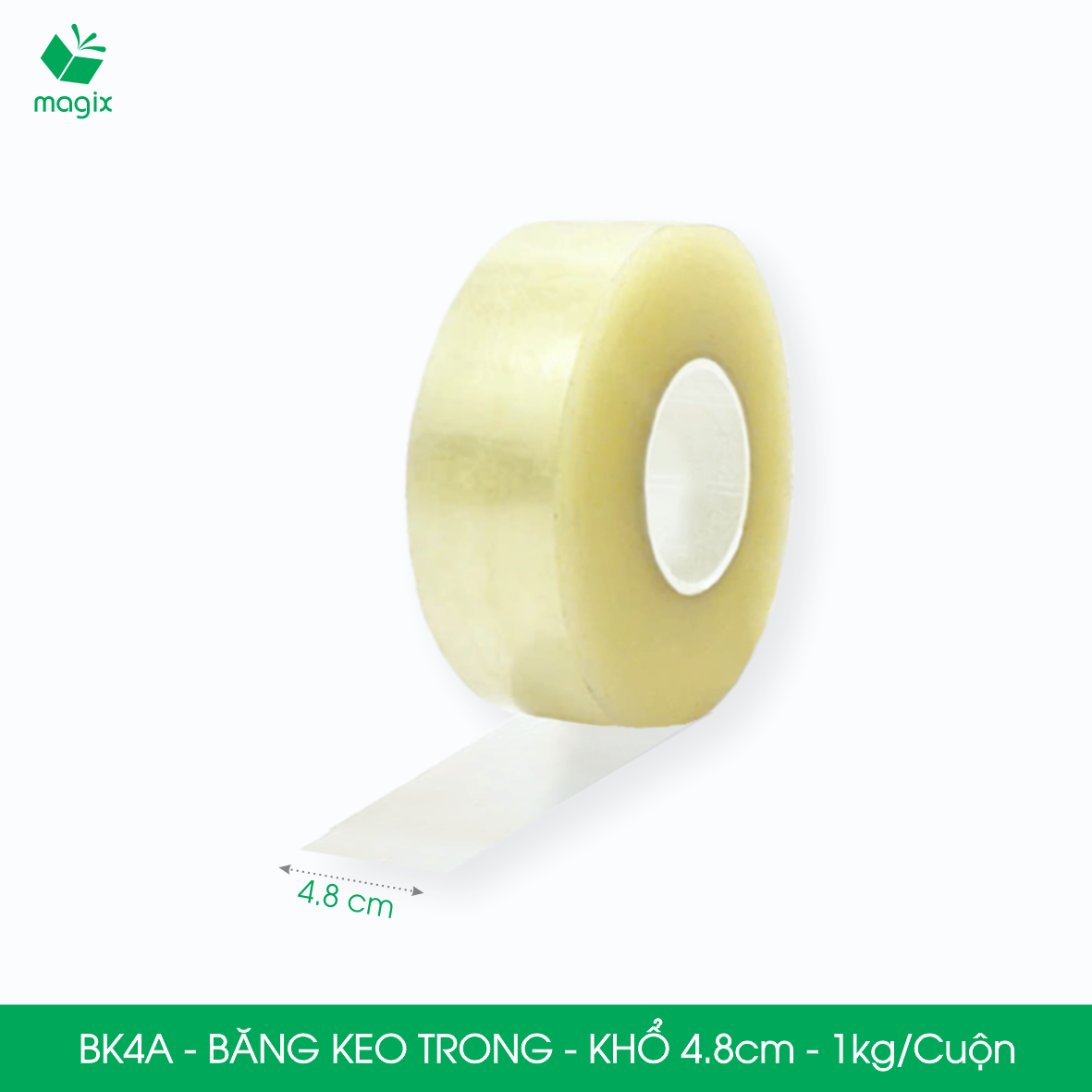 BK4A - 3 cuộn băng keo trong 1kg, khổ 4.8cm lõi nhựa - Băng dính đóng hàng, băng keo khổ lớn