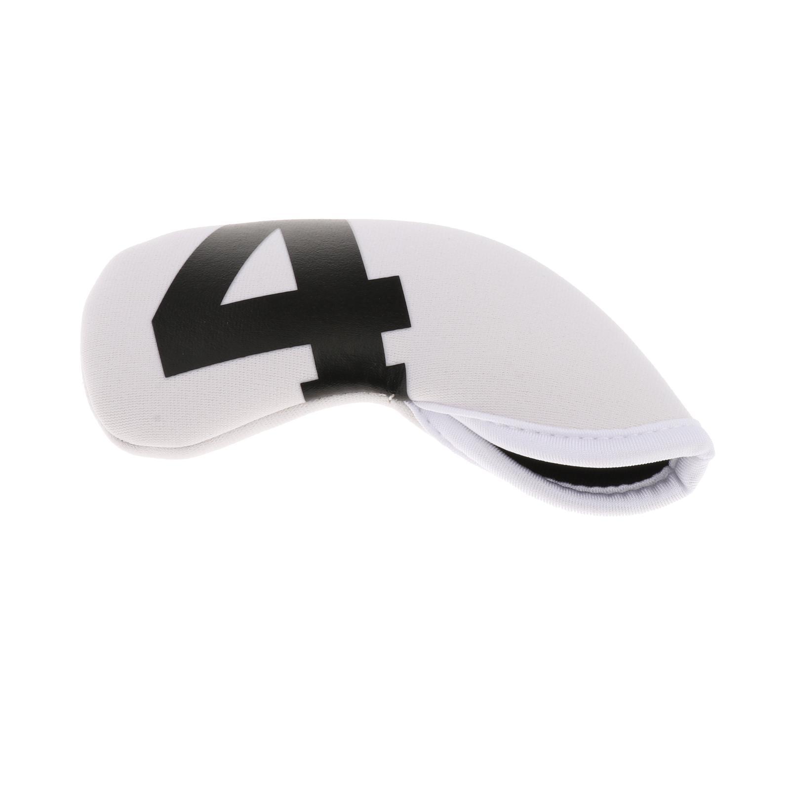 10Pcs Golf Iron Headcover Waterproof Head Cover Golfer Protection 4-9,A~X White