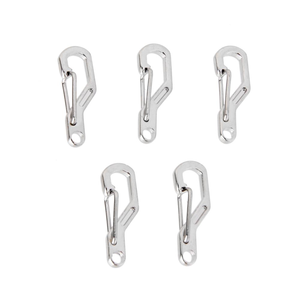 5pcs D Ring Climbing Hanging Buckle Snap Keychain Carabiners - Silver