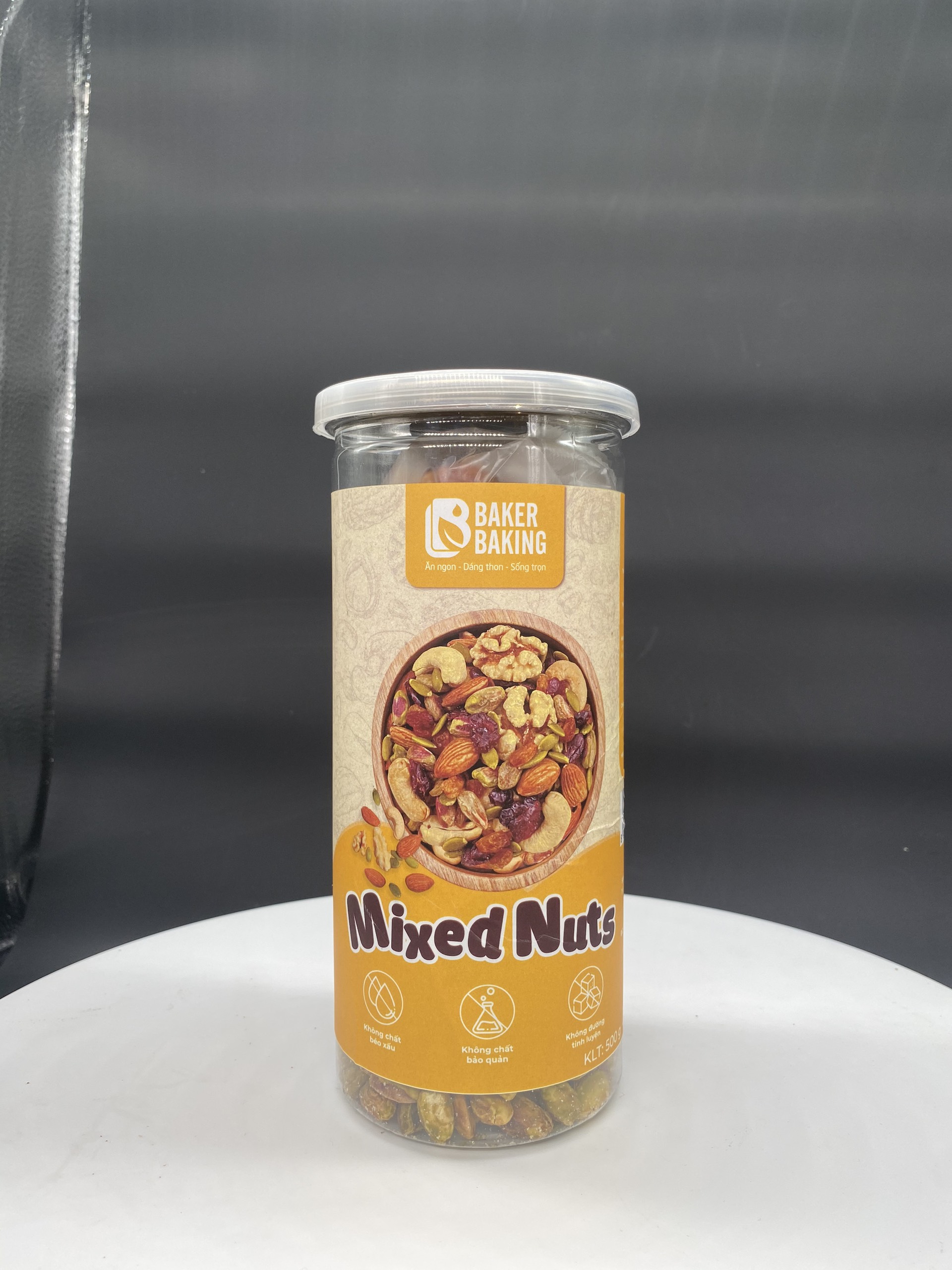 Hạt dinh dưỡng tổng hợp Mixed Nuts Baker Baking không đường có hoa quả khô bổ sung dinh dưỡng cho mẹ bầu 500g