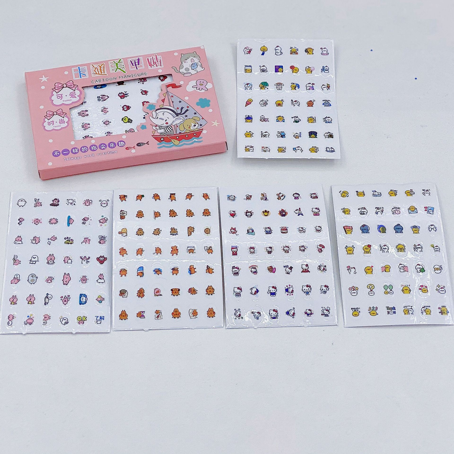 Sticker, hình dán móng tay họa tiết dễ thương cho bé gái hộp gồm 5 tờ