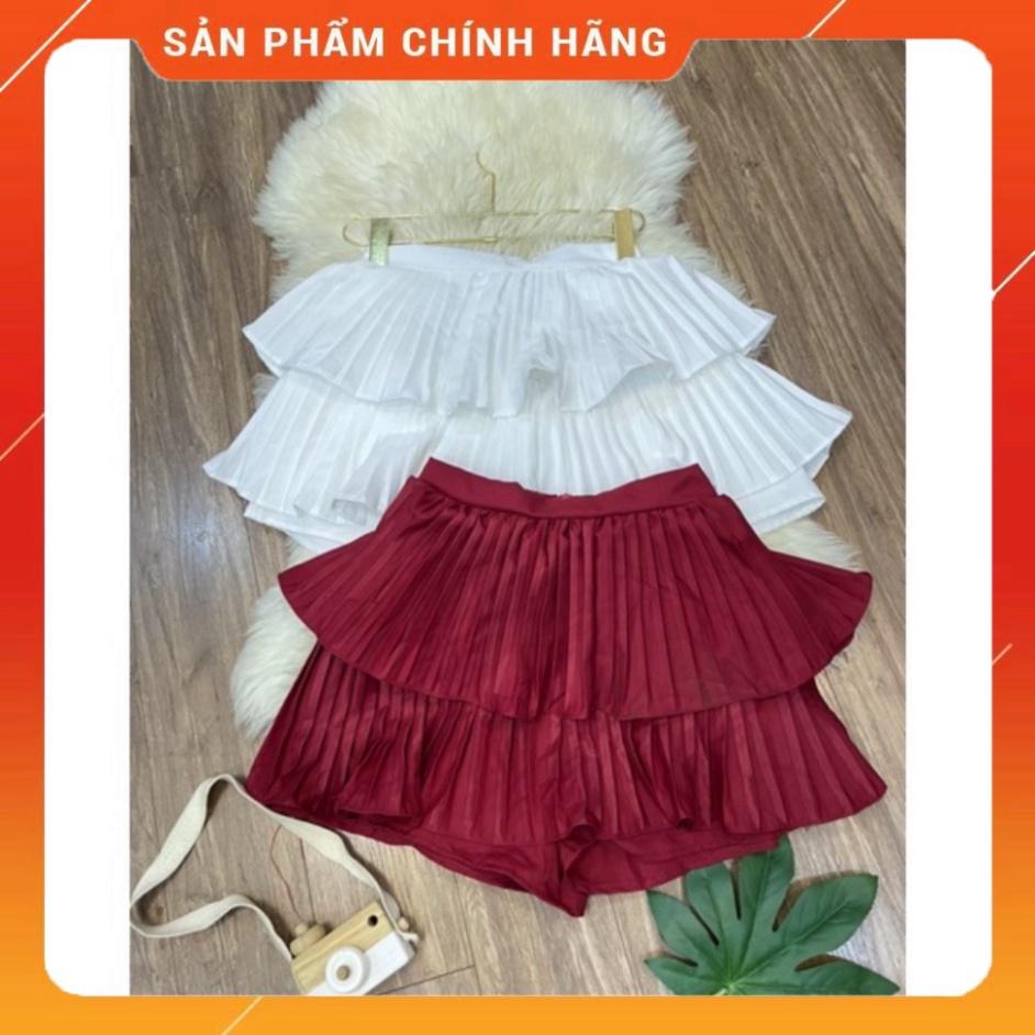BIGSIZE 50-90KG Chân váy dập ly 2 tầng cotton lạnh cạp cao màu đen bigsize Quảng Châu kn ngoại cỡ đi biển dự