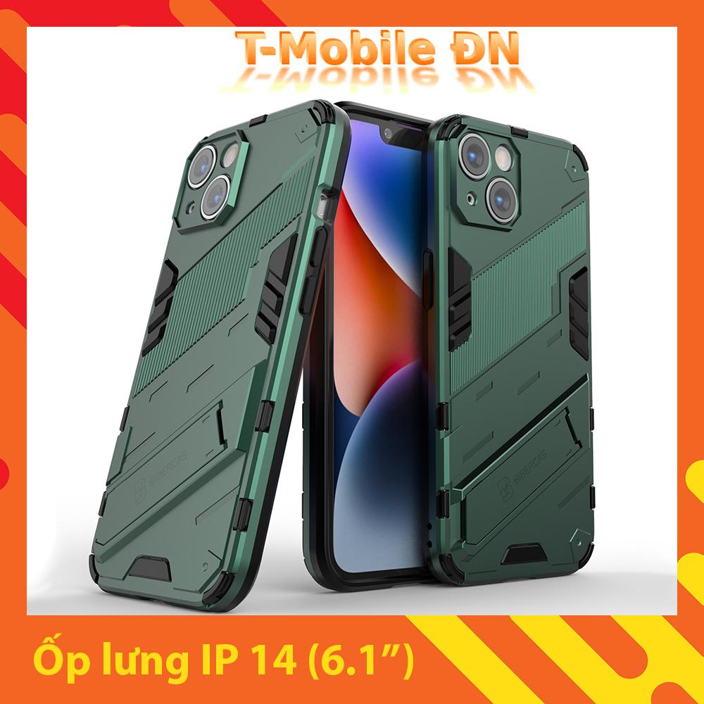 Ốp lưng cho iPhone 14, Ốp chống sốc Iron Man PUNK cao cấp kèm giá đỡ cho iPhone 14