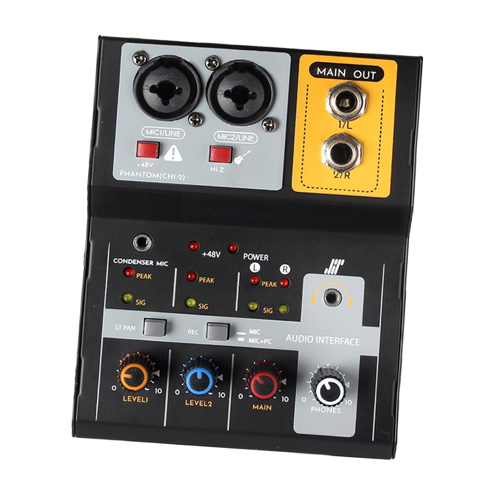 Mini Audio Mixer 48V Mini Sound Board Console for Live KTV