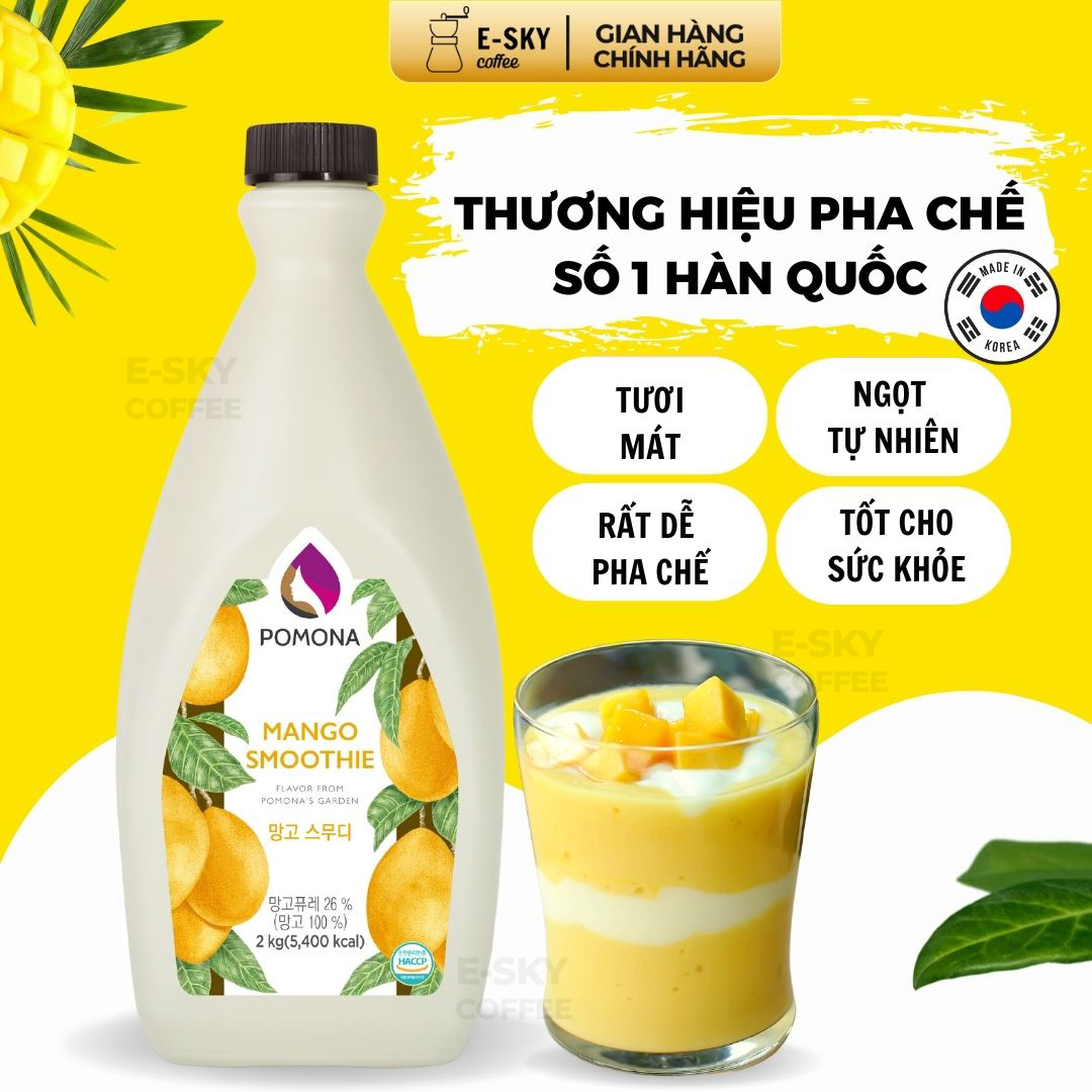 Mứt Xoài Pomona Mango Smoothie Nguyên Liệu Pha Chế Hàn Quốc Chai 2kg