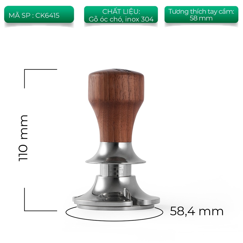 Tamper nén cà phê espresso chuyên nghiệp 58.4mm CAFE DE KONA