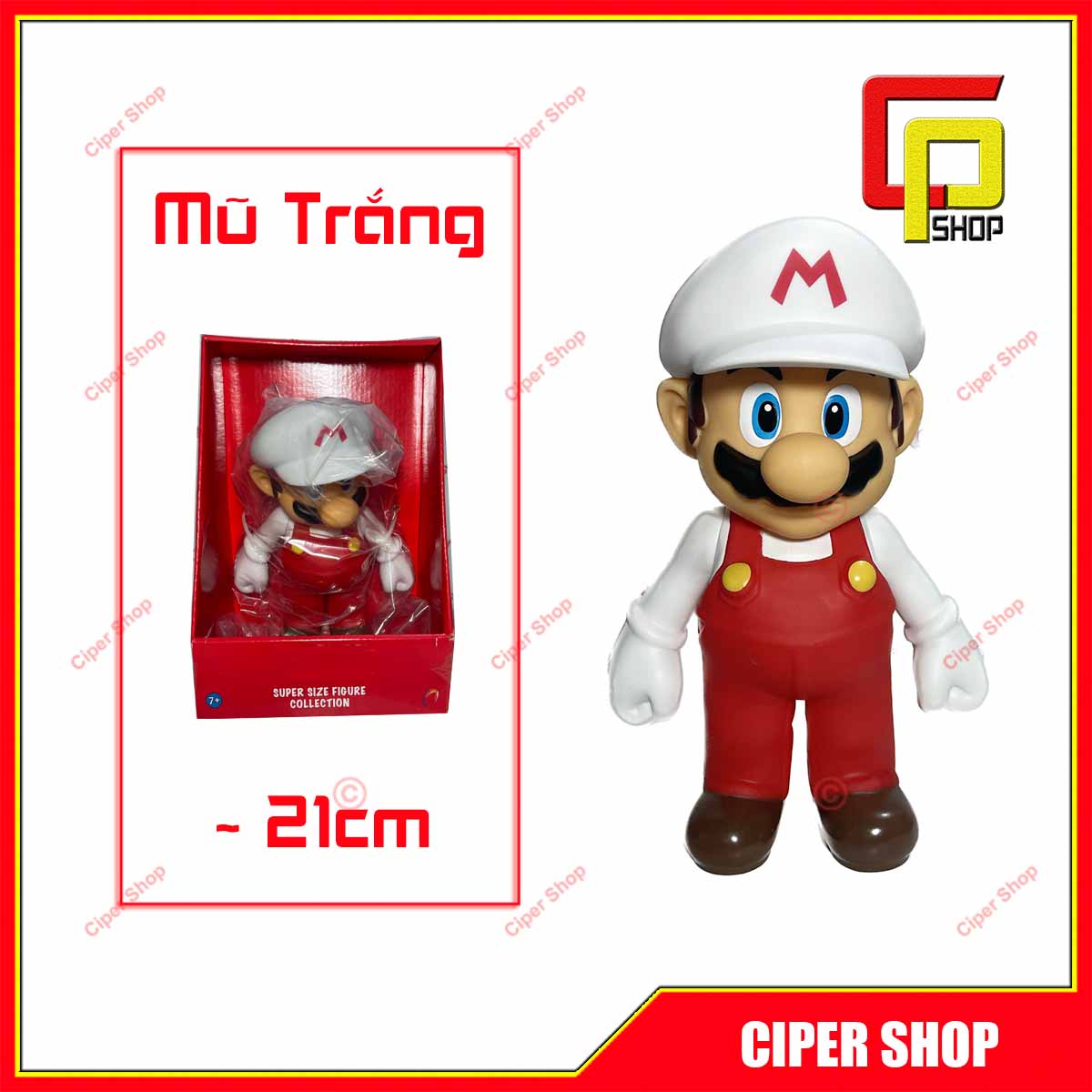 Mô hình Ma ri o mũ trắng - Figure thợ sửa ống nước mũ trắng