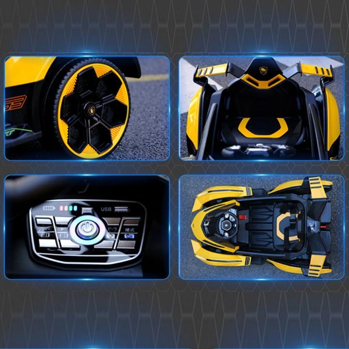 (hỗ trợ ship)Xe oto điện cho bé Lamborghini MG 9188 bản thể thao nhạc đèn LED 2 động cơ bình to 12V kết nối USB