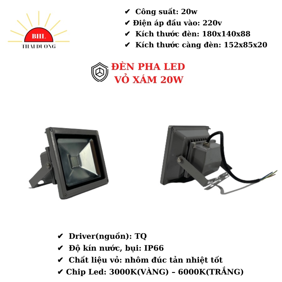 ĐÈN PHA LED VỎ XÁM 20W - 30W SIÊU SÁNG