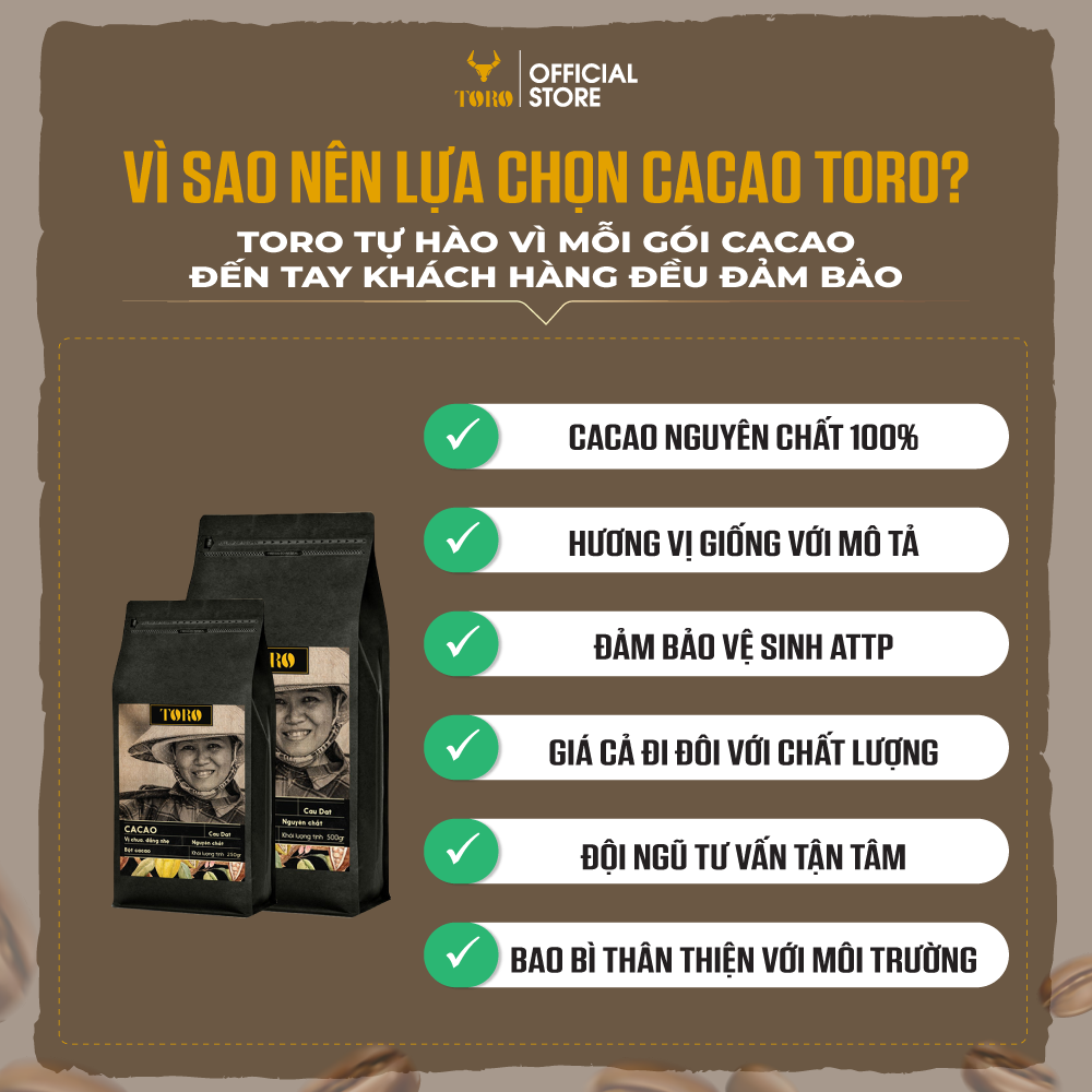 [250GR] Toro Cacao Nguyên Chất 100% | TORO FARM