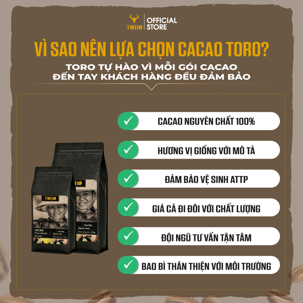 [500GR] Toro Cacao Nguyên Chất 100% | TORO FARM