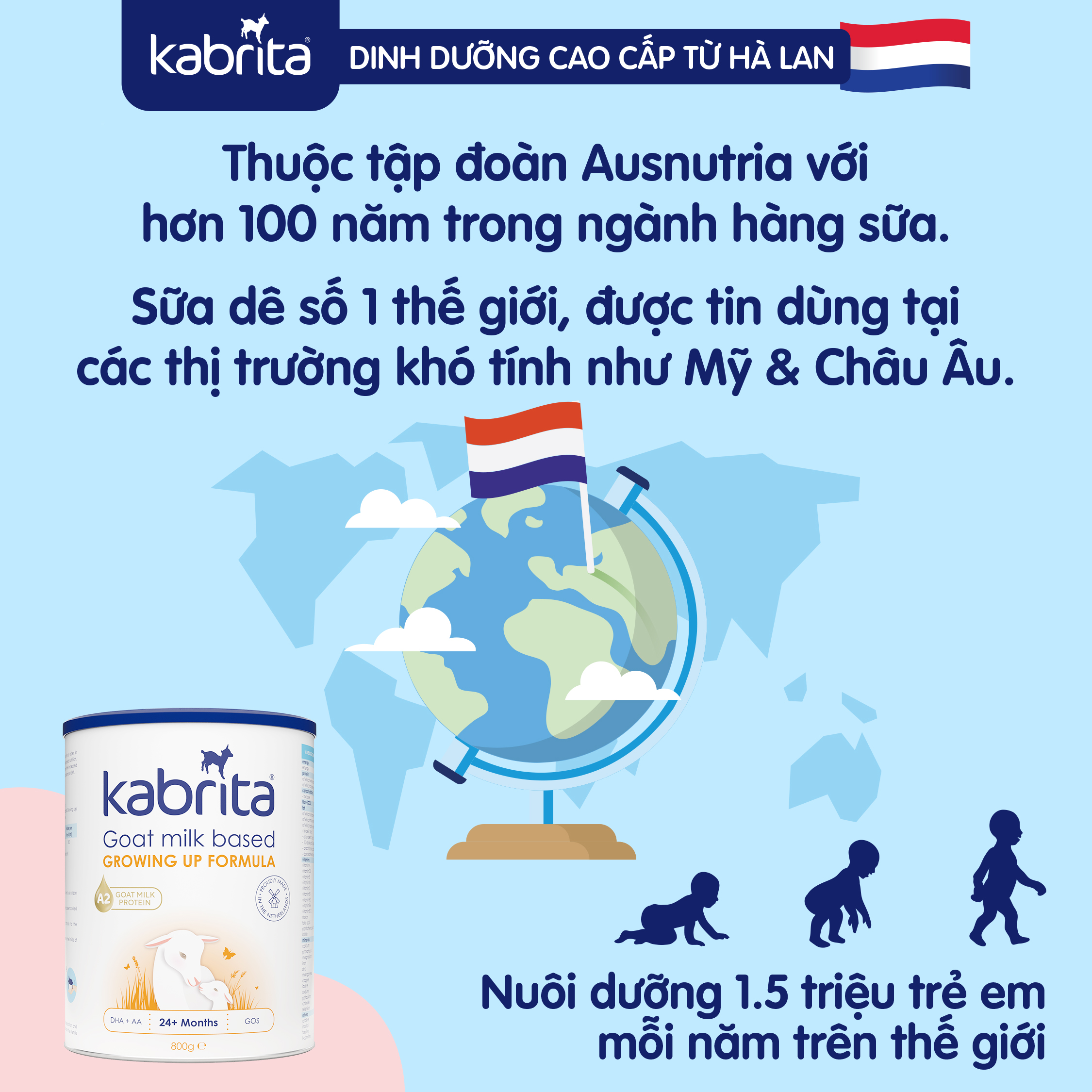 [TẶNG SET DÊ BÔNG] COMBO 2 lon Sữa dê Kabrita số 3 cho trẻ trên 24 tháng - Lon 800g