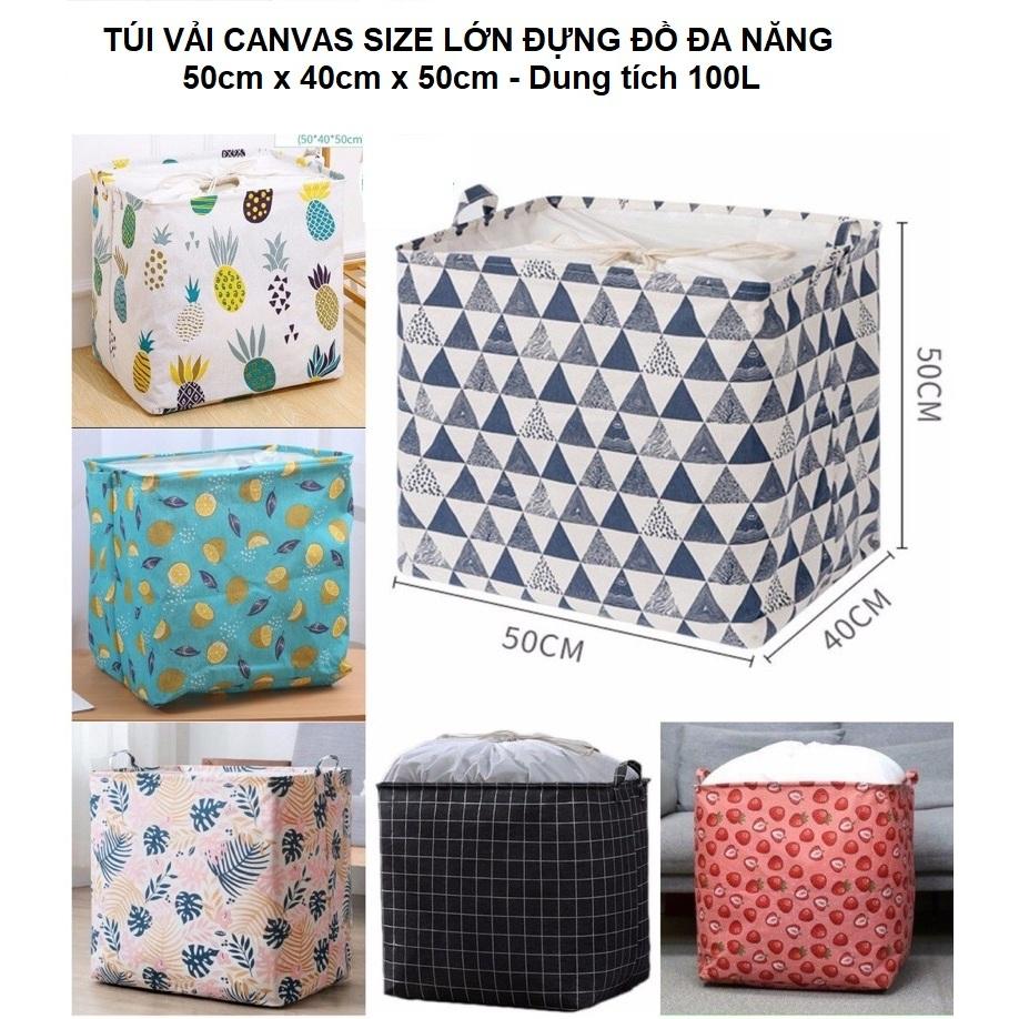 Túi vải đựng quần áo chăn màn có miệng rút, giỏ vải đựng đồ cỡ lớn 1000L- hàng chính hãng