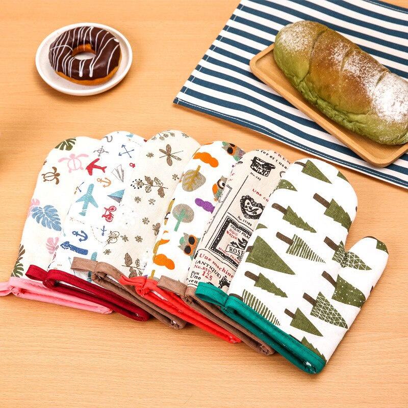 1Pc Cotton Oven Gloves Heatproof Mitten Kitchen Cooking Microwave Oven Mitt Insulated Non-slip Glove Thickening
