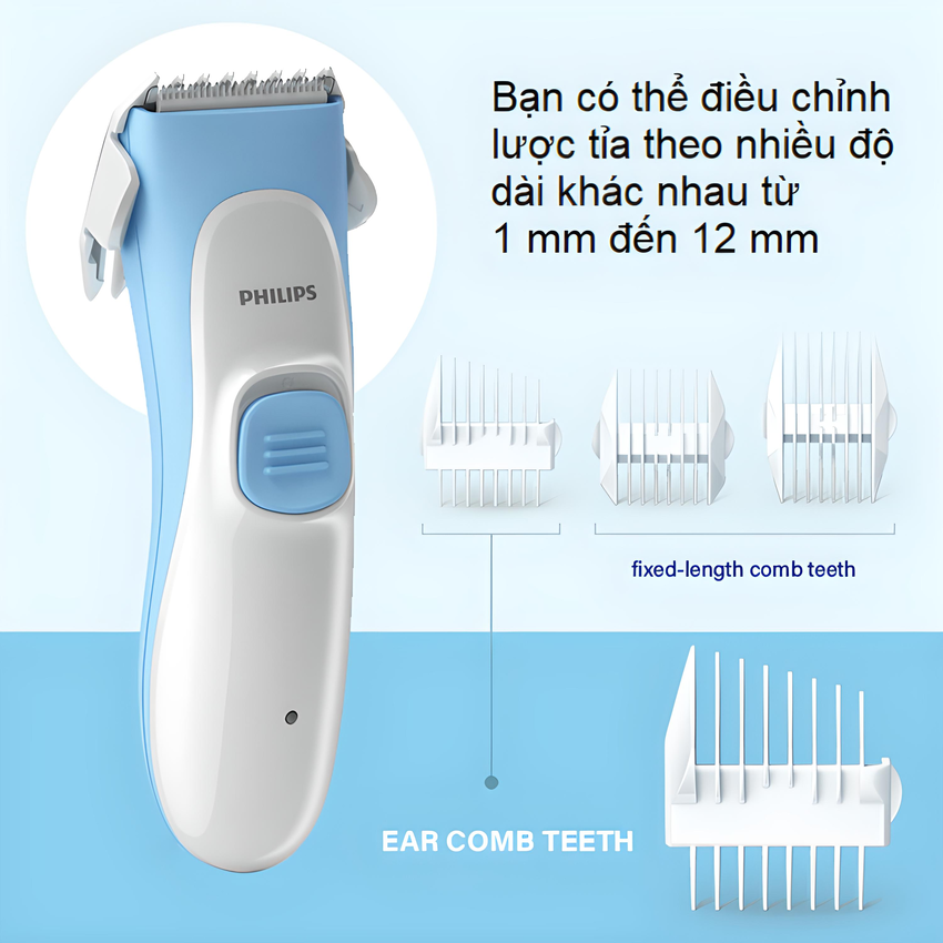 Tông đơ cắt tóc trẻ em thương hiệu Philips HC1055/15 cao cấp - Hàng nhập khẩu