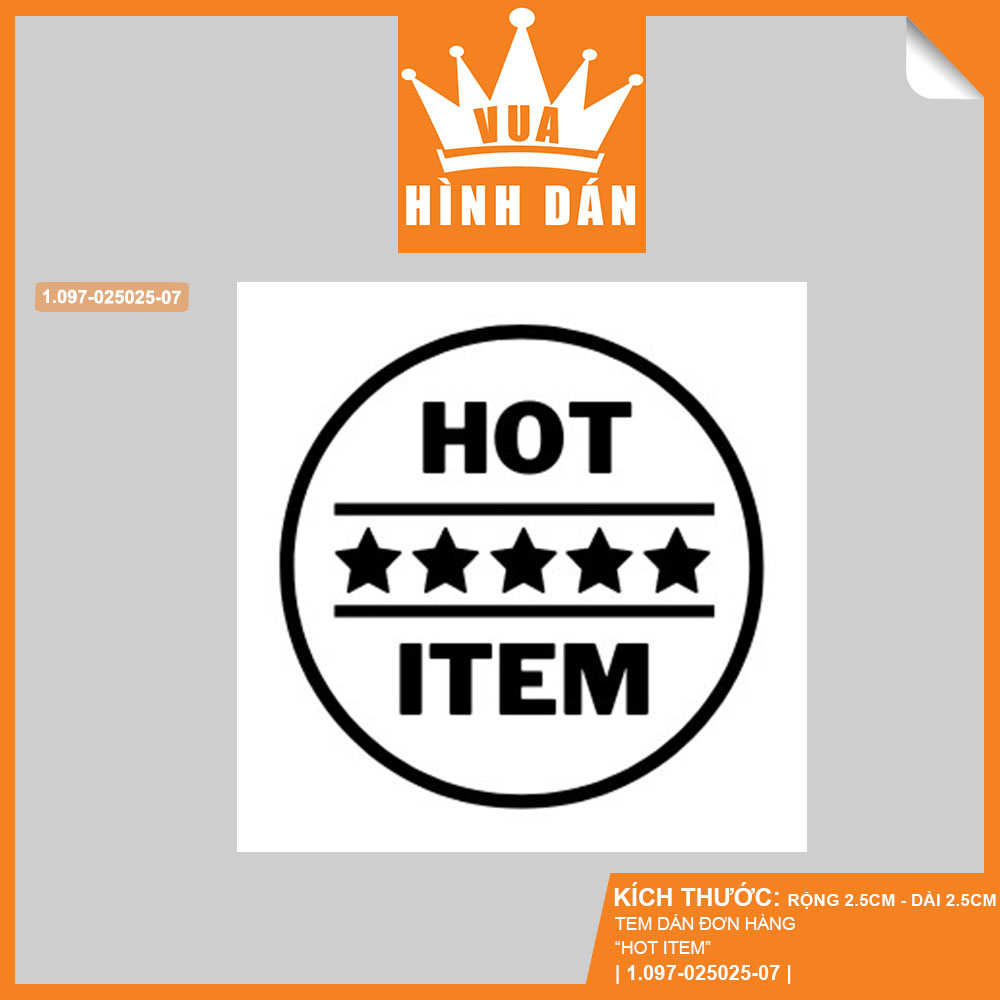 Hình ảnh Set 100/200 sticker HOT ITEM (2.5x2.5cm) tem dán mini SẢN PHẨM BÁN CHẠY dán lên sản phẩm dành cho shop (1.097)