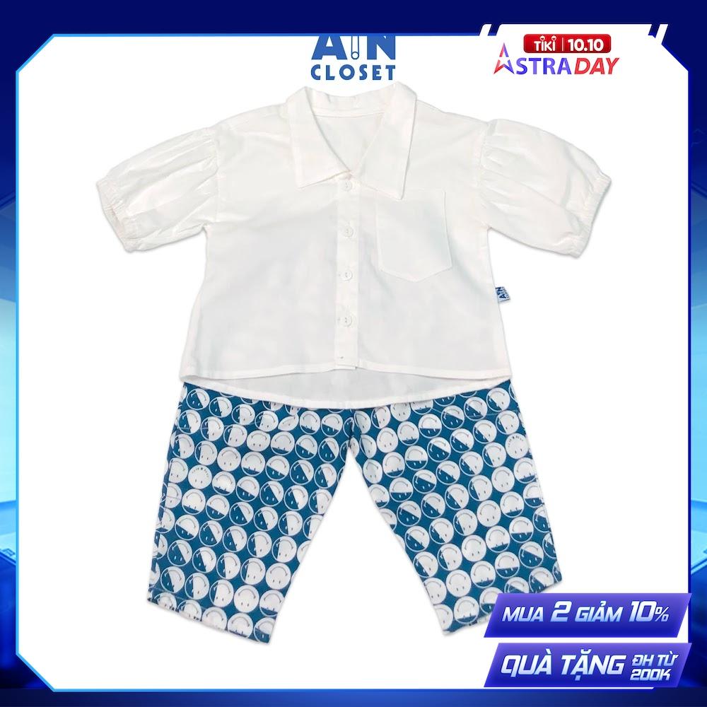 Bộ quần áo dài tay lỡ bé gái họa tiết Sơ mi smile cotton - AICDBGGCZI60 - AIN Closet